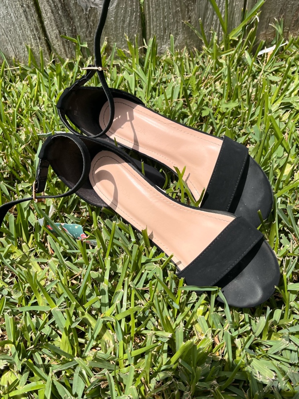 SHEIN Black Ankle-Strap Open-Toe Sandals